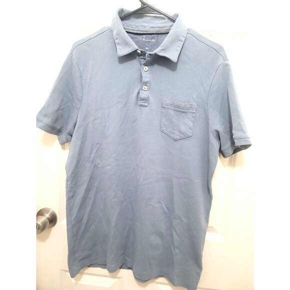 Tahari Men's Blue Polo Shirt With Chest Pocket & Button-Up Collar - Picture 2 of 9